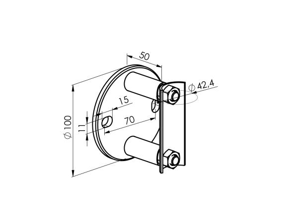 Edelstahl V2A Wandanker Pfostenhalter 42,4 Geländer Pfosten Wandbefestigung Rohrhalter Langloch